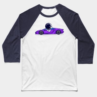 Cute Astronaut Driving Supercar Cartoon Baseball T-Shirt